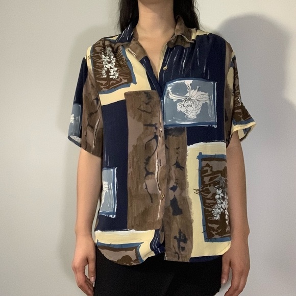 Vintage HER patterned womanβs blouse size Medium - Picture 5 of 13